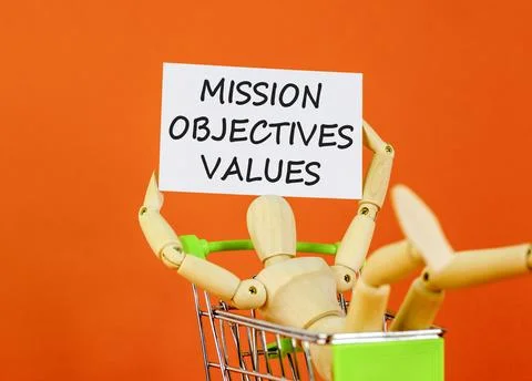 Mission objectives values symbol. Concept words Mission Objectives Values o.. Stock Photos