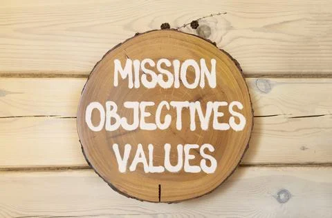 Mission objectives values symbol. Concept words Mission Objectives Values o.. Stock Photos