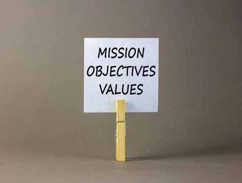 Mission objectives values symbol. Concept words Mission Objectives Values o.. Stock Photos