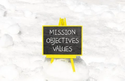 Mission objectives values symbol. Concept words Mission Objectives Values o.. Stockfoto's