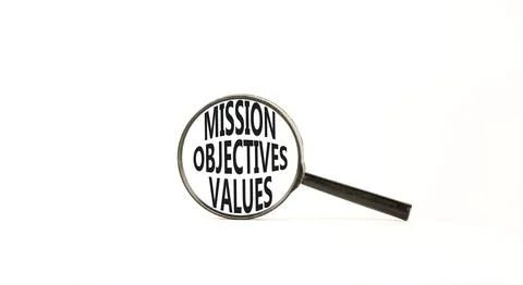Mission objectives values symbol. Concept words Mission Objectives Values o.. Stockfoto's
