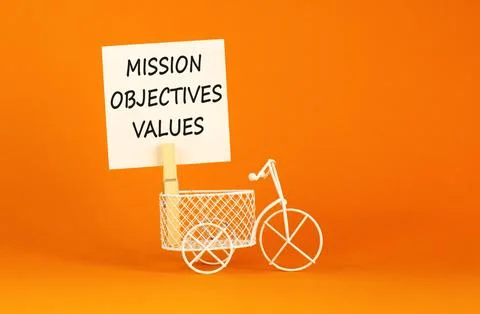 Mission objectives values symbol. Concept words Mission Objectives Values o.. Stockfoto's