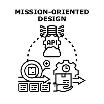 Mission oriented design concept optimizing software development lifecycle Stock Illustration