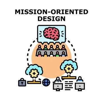 Mission oriented design process developing strategy and creativity Illustrazione stock