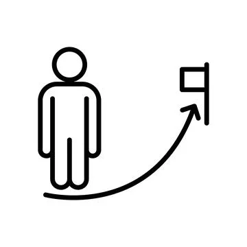 Mission Path icon linear logo mark in black and white Stock Illustration