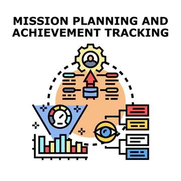Mission planning and achievement tracking vector illustration concept Stock Illustration