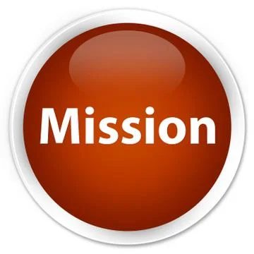 Mission premium brown round button Stock Illustration
