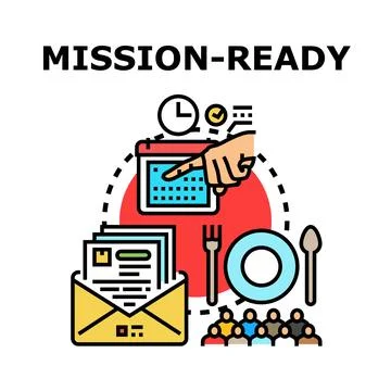 Mission ready event planning and team organization Stock-Illustration