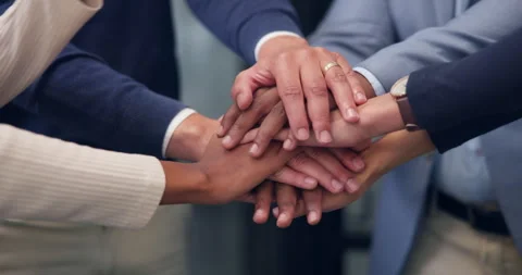 Mission, stack and hands of business people in office for success, solidarity Stock Footage 335820832