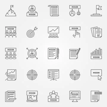 Mission statement icons set - vector business outline signs Stock Illustration