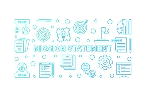 Mission Statement vector horizontal blue outline illustration Stock Illustration