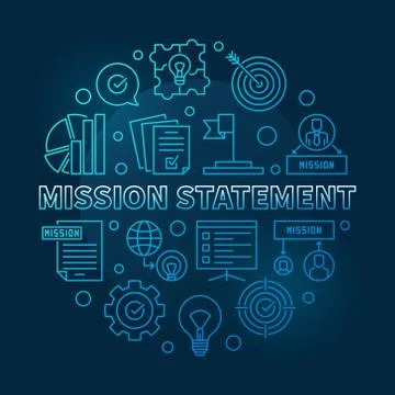 Mission Statement vector round blue outline illustration Stock Illustration