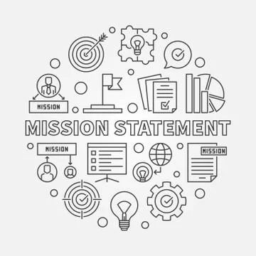 Mission Statement vector round outline illustration Illustrazione stock