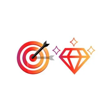 Mission, values icon set in social media instagram concept or business goal a Stock Illustration