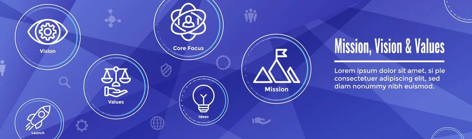 Mission Vision and Values Web Header &amp; Icon Set Stock Illustration