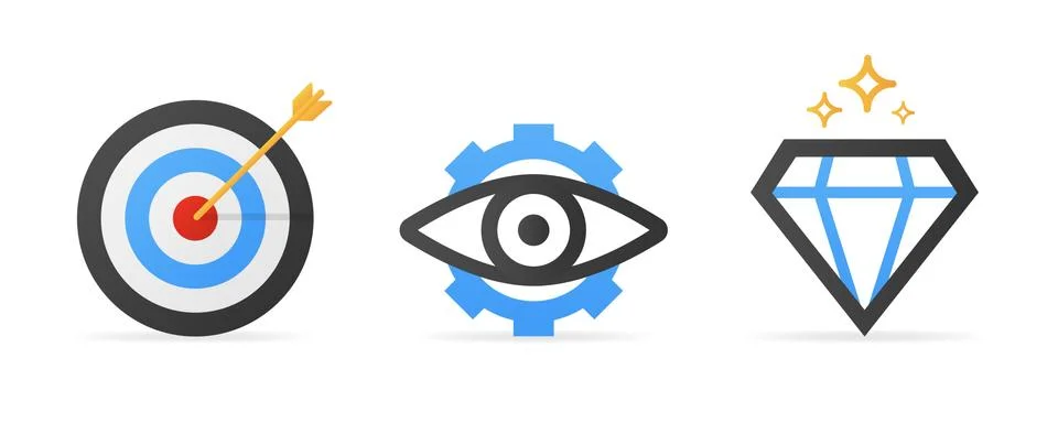 Mission. Vision. Values. Modern flat design concept. Vector icon on white bac Stock Illustration