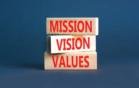 Mission vision values symbol. Concept words Mission Vision Values on wooden.. Stock Photos