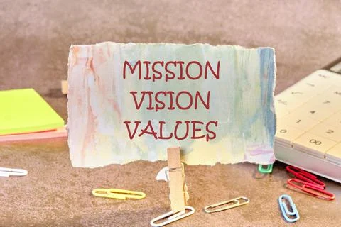 Mission vision values symbol. Concept words Mission Vision Values on a piec.. Stock Photos