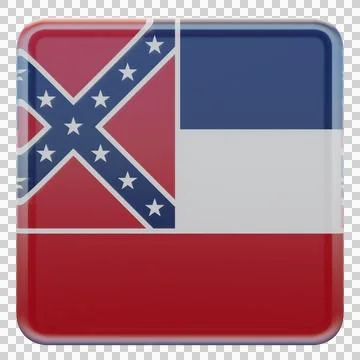 Mississippi 3d illustration flag on pole. Wood flagpole Stock-Illustration