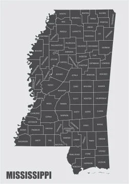 Mississippi County Map Stock Illustration