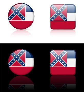 Mississippi Flag Icon on Internet Button Stock Illustration
