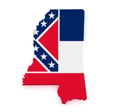 Mississippi flag map 3d shape Stock Illustration