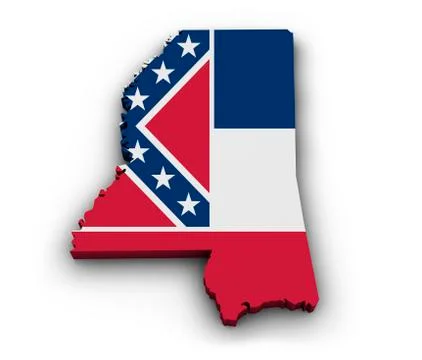 Mississippi flag map shape Stock Illustration