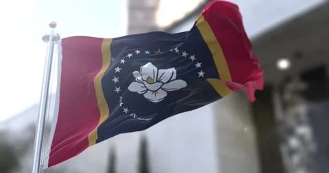 Mississippi flag waving-seamless-loop-4k-60fps Stock Footage 345139496
