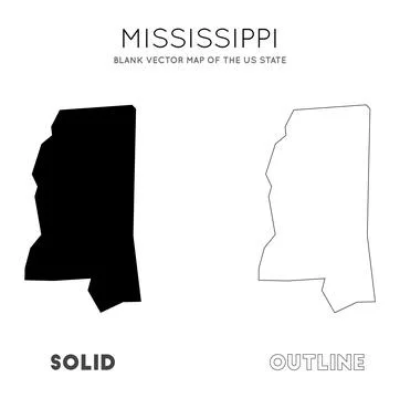 Mississippi map. Blank vector map of the Us State. Borders of Mississippi f.. Foto stock