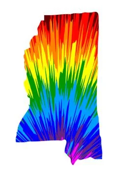 Mississippi - map is designed rainbow abstract colorful pattern Stock Illustration