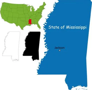 Mississippi map Stock Illustration