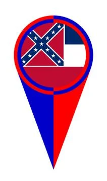 Mississippi Map Pointer Location Flag 스톡 일러스트