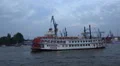 Mississippi Queen steam wheeler and steam boat in Hamburg harbour HD Footage