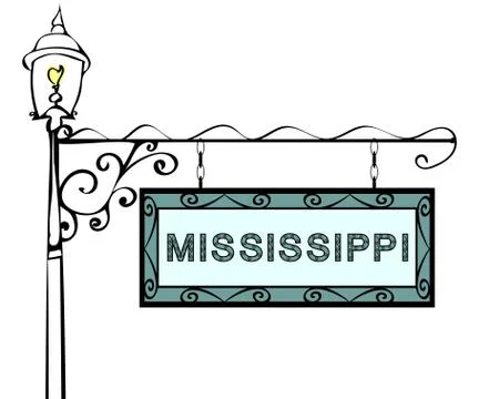 Mississippi retro pointer lamppost Illustrazione stock