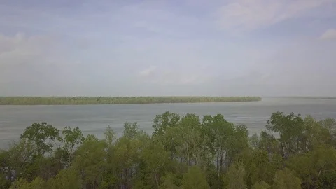 Mississippi River Aerial Drone Flyover Stock Footage