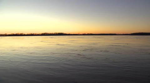 Mississippi River and Hernando de Soto Bridge at Sunrise HD Video Stock Footage 30769019