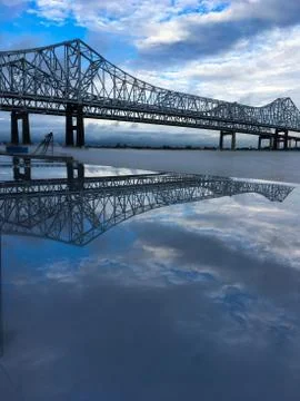 Mississippi River Bridge reflection Stock Photos