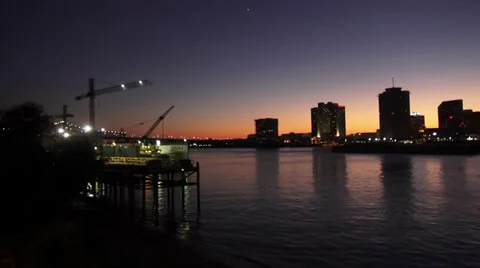 Mississippi River at night Stock Footage 34865161
