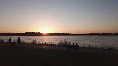 Mississippi River Sunset Stock Footage 94608667