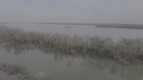 Mississippi river/River boat Stock Footage