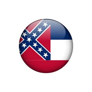 Mississippi Round Circle Button Flag of the US States Vector Template Illustrazione stock