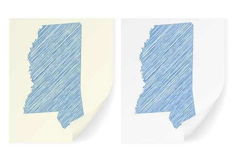 Mississippi scribble map 스톡 일러스트