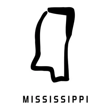 Mississippi simple logo. State map outline - smooth simplified US state shape Ilustração Stock
