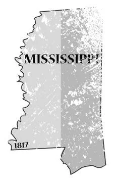Mississippi State and Date Map Grunged Stock Illustration