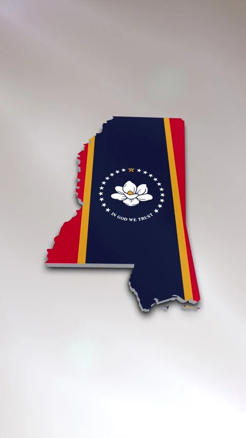 Mississippi State Flag on Map Stock Footage 278266316