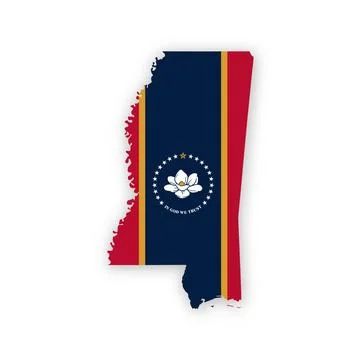 Mississippi State Flag Map Stock Illustration