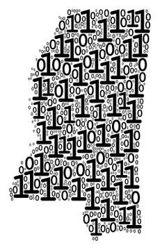 Mississippi State Map Composition of Binary Digits Illustrazione stock