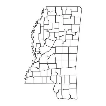 Mississippi state map with counties. Vector illustration. Stock Illustration