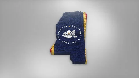 Mississippi State Map with Flag Intro Background Stock Footage 315166083