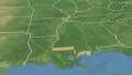 Mississippi state (USA) extruded. Satellite map. 4k or 4k+ Resolution